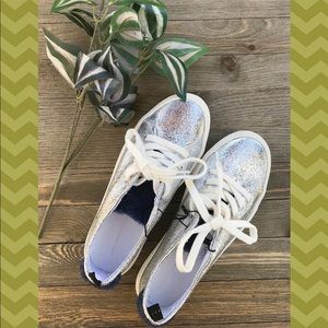 *Silver* Plimsolls W/ Faux Fur Details